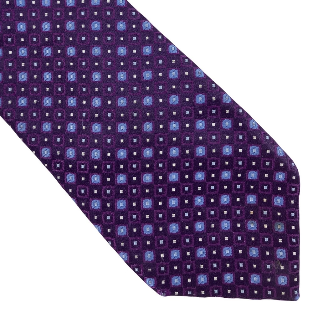 English Laundry Necktie Mens OS Purple Geometric Silk Medallion Tie 57"X3" - Picture 2 of 4